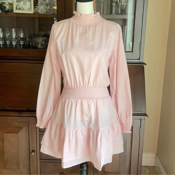 Nasty Gal Coquette Girl Barbie Millennial Blush Pink Smocked Waist Dress Size 4 - Picture 6 of 15